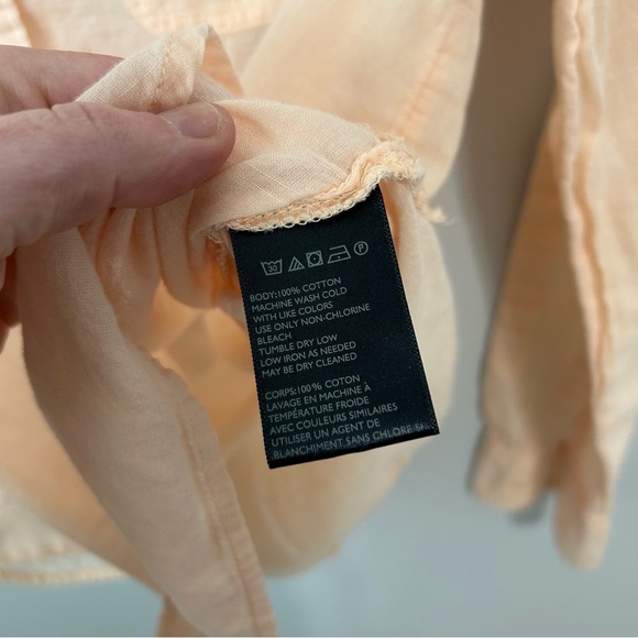 BDG Light Peach Pink Sheer Long Sleeve Button Down Shirt Women’s Size Small - Picture 4 of 6